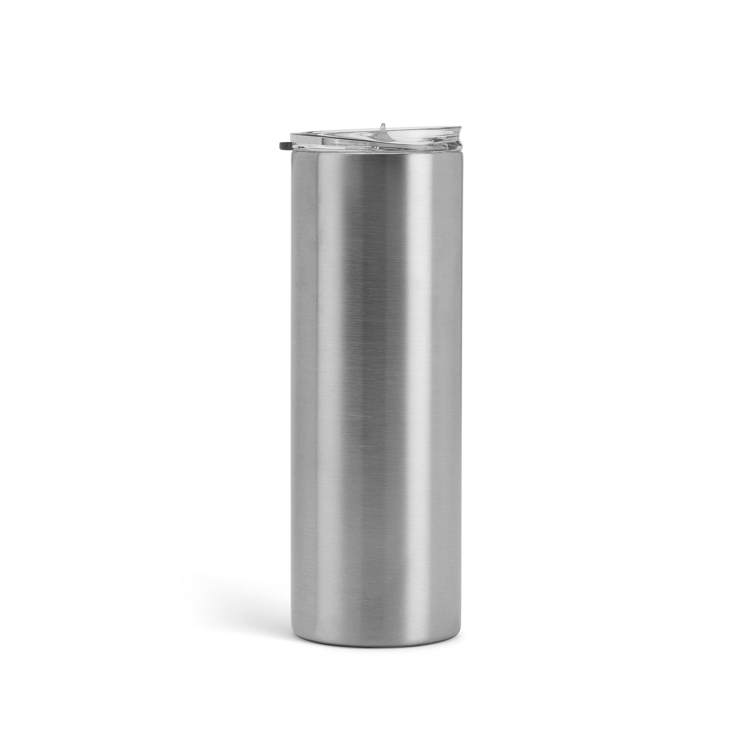 Blank 20oz stainless steel skinny tumbler on white background