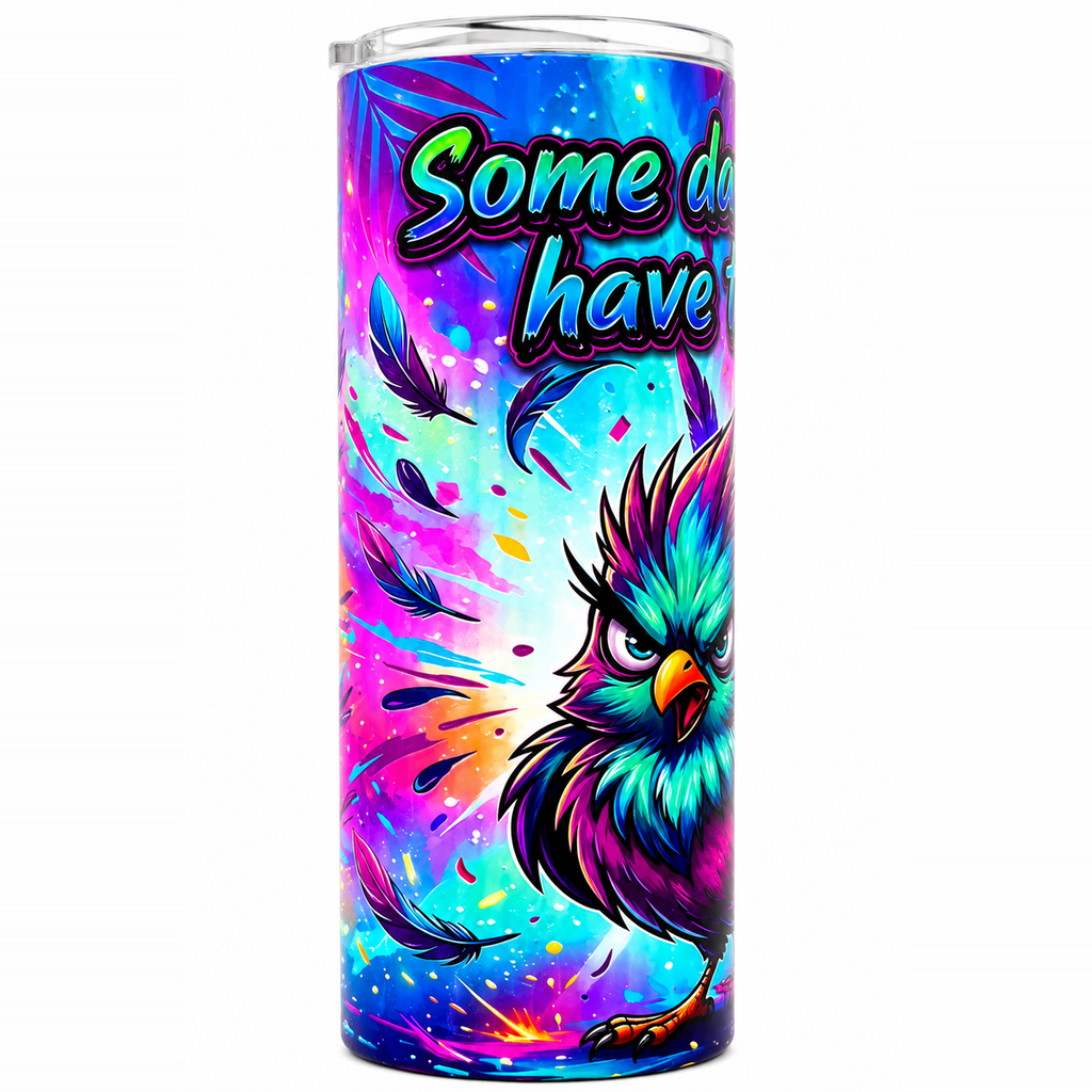 Some Days You Just Have to Wing It 20oz Textured UV Printed Tumbler, Stainless Steel Travel Mug, Colorful Bird Lover Gift, Raised 3D Feel Coffee Cup with Lid and Straw