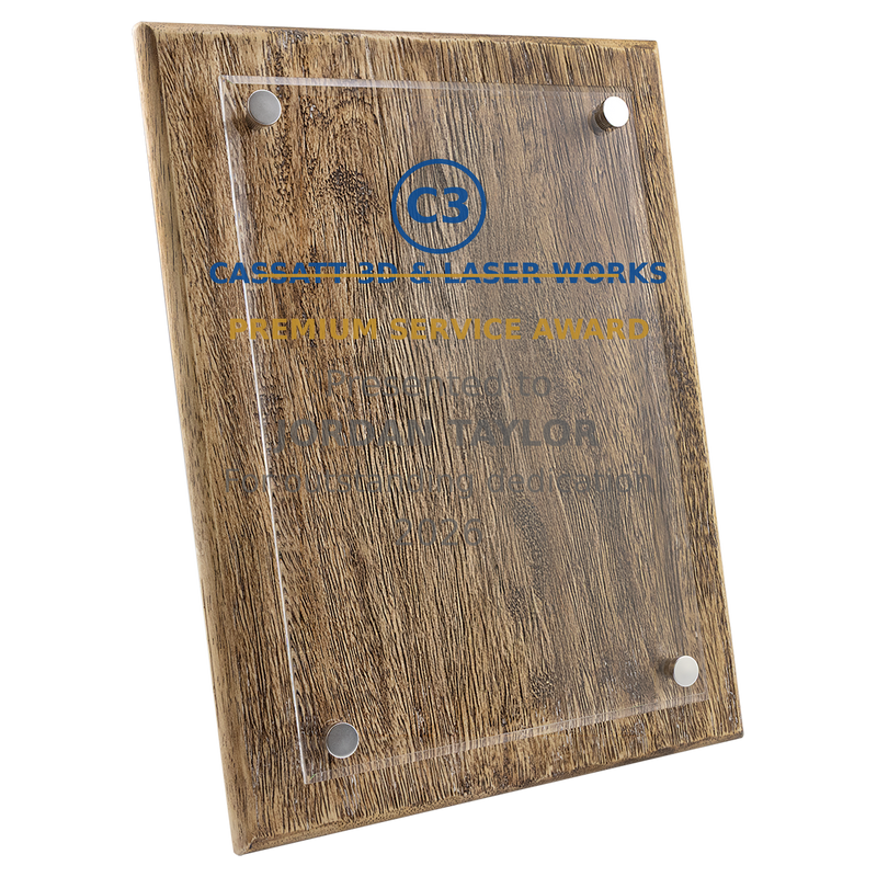 Walnut Floating Acrylic Plaque - Custom