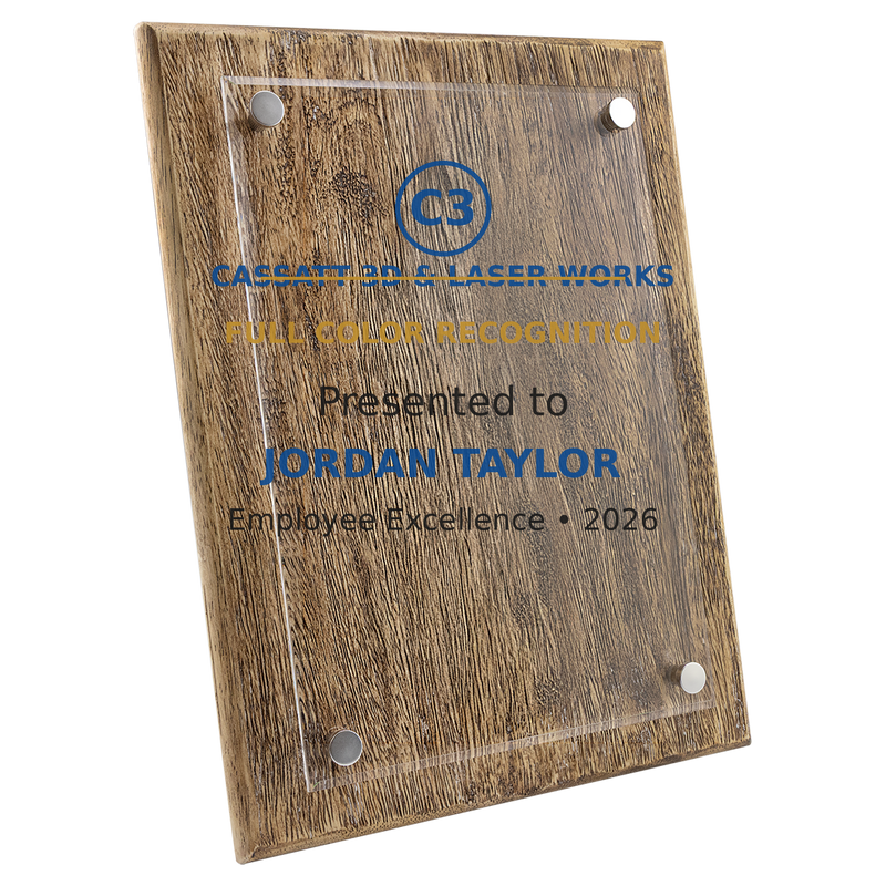 Walnut Floating Acrylic Plaque - Custom