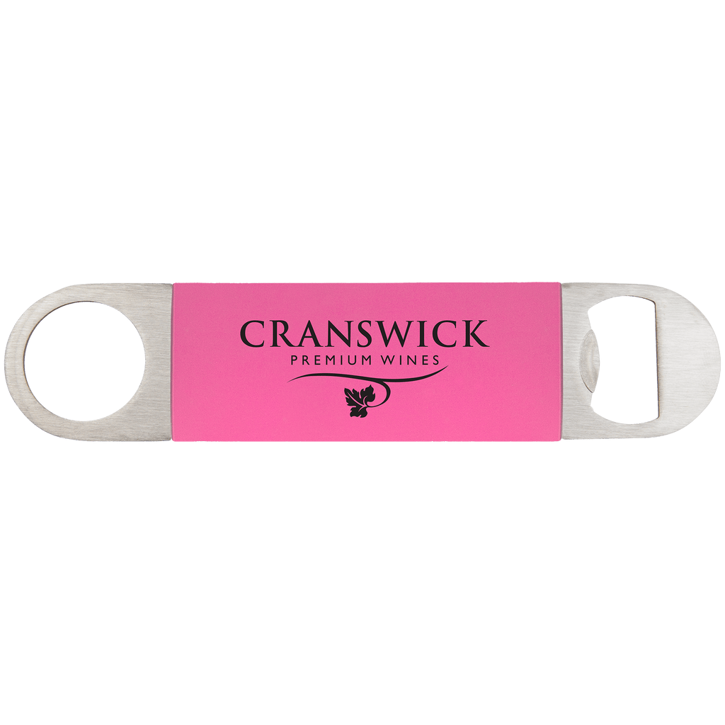 Pink Black 1 1/2" x 7" Bottle Opener with Silicone Grip
