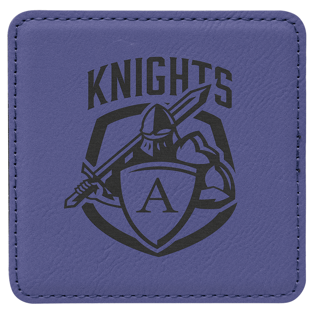 Purple 2 4" x 4" Square Laserable Leatherette 6-Coaster Set