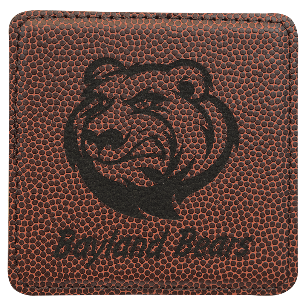 Football 2 4" x 4" Square Laserable Leatherette 6-Coaster Set