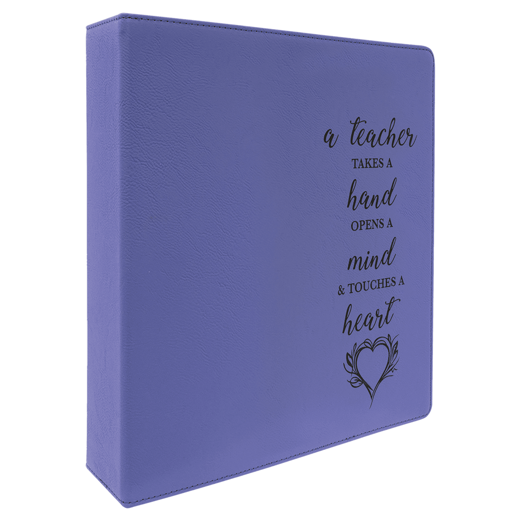 Purple/Black 11" x 11 1/2" Laserable Leatherette 3 Ring Binder with 2" Slant D Rings