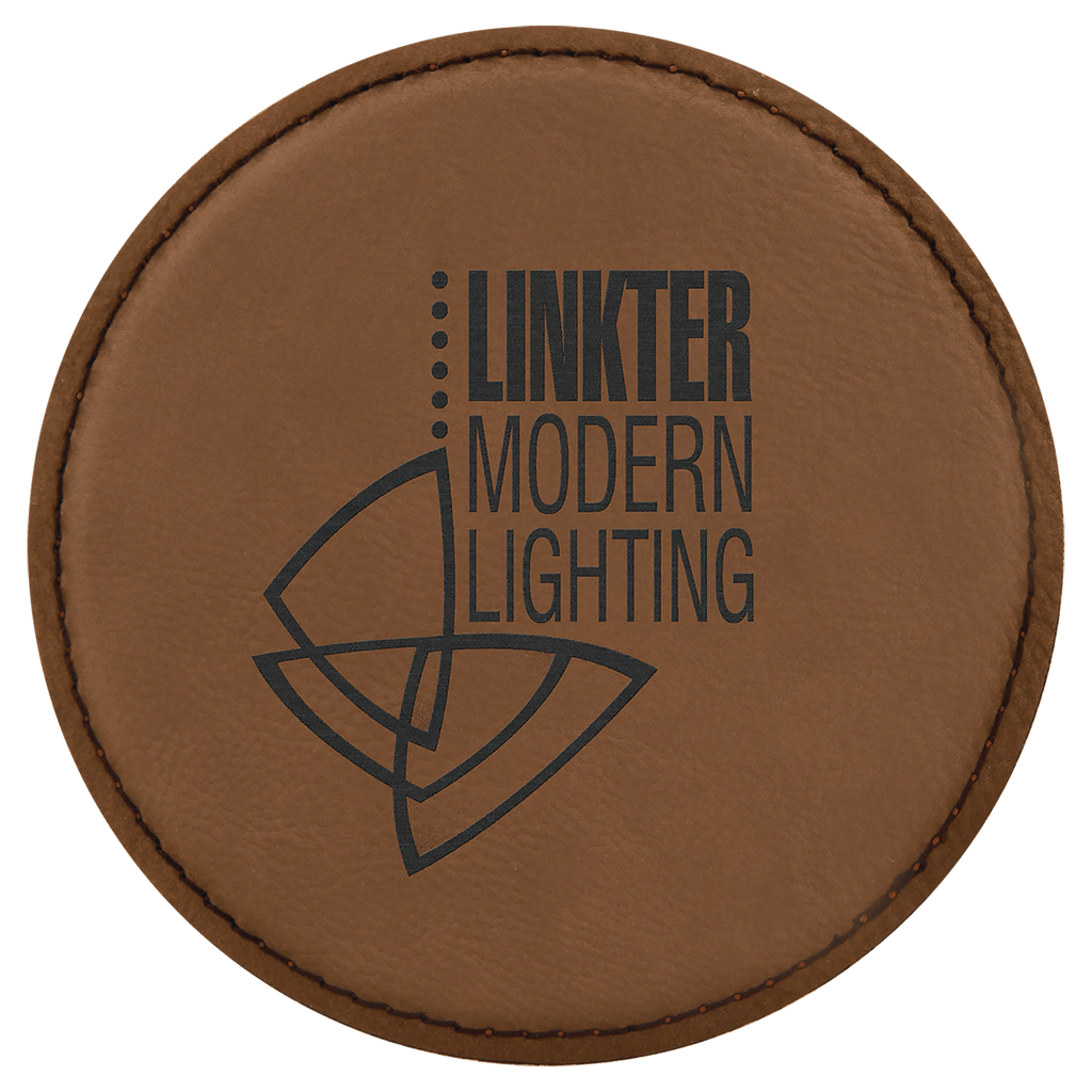 Dark Brown 2 4" Round Laserable Leatherette 6-Coaster Set