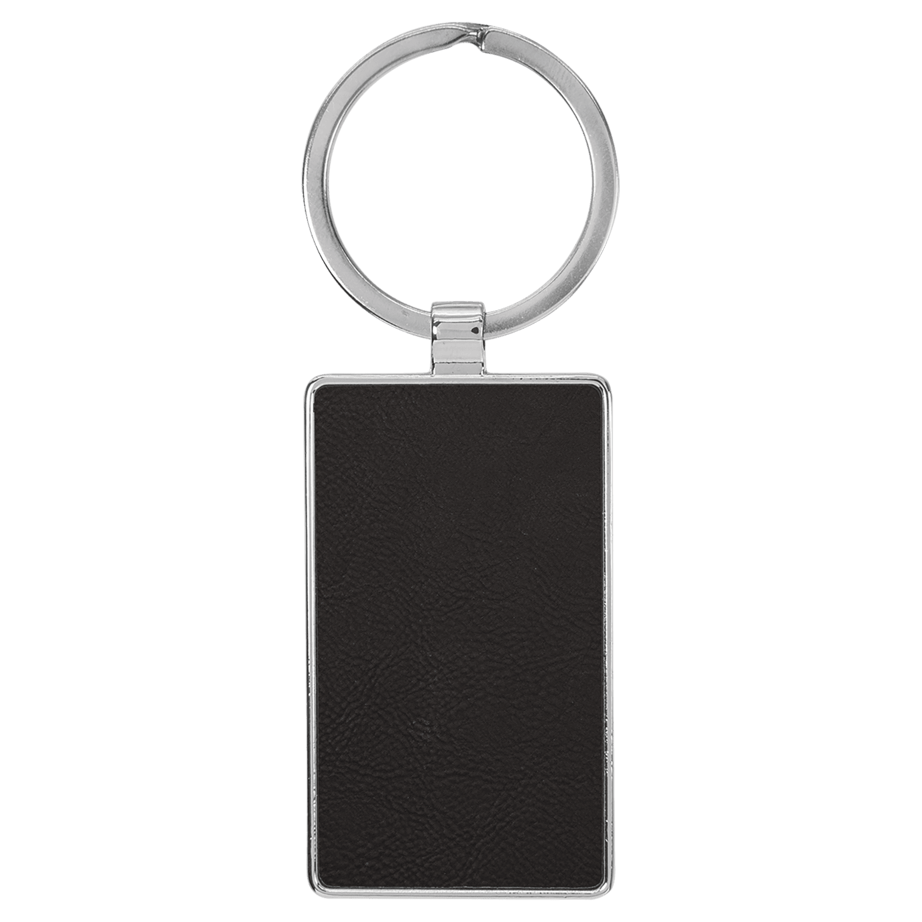 Black gold rectangle leatherette metal keychain blank