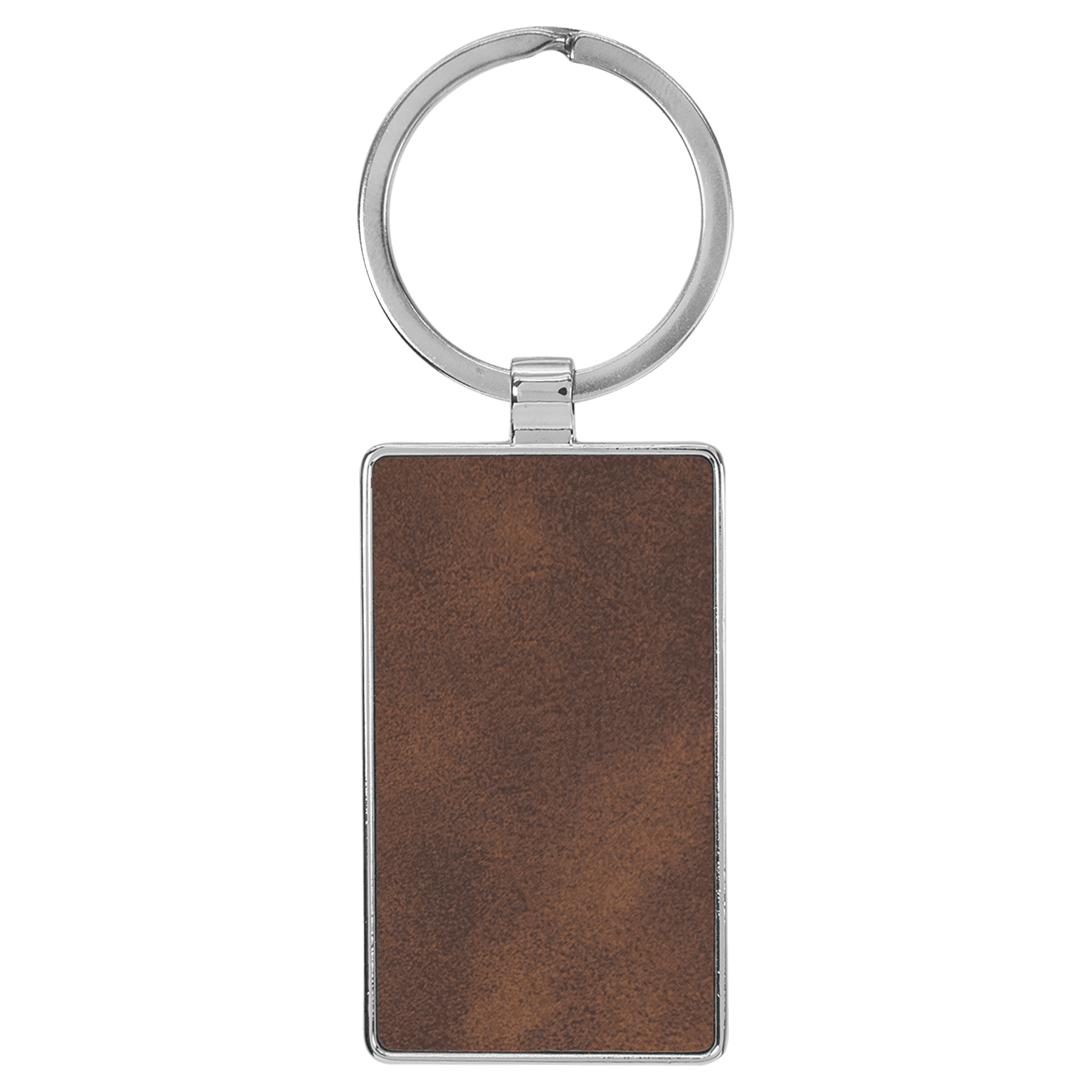 Rustic silver rectangle leatherette metal keychain blank