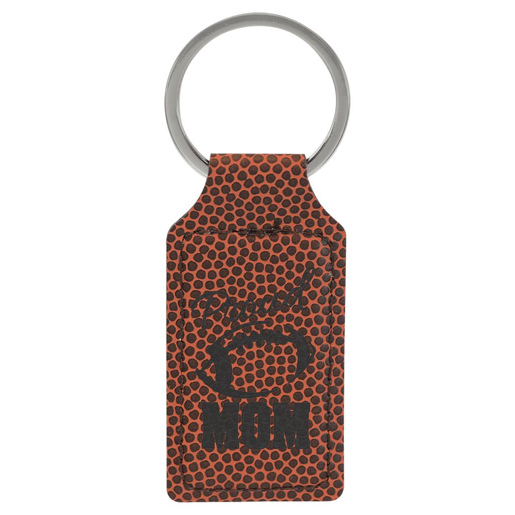 Football 2 3/4" x 1 1/4" Laserable Leatherette Rectangle Keychain
