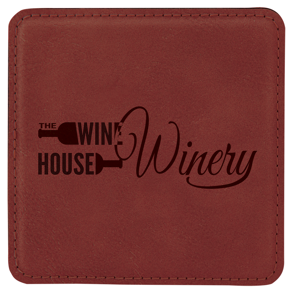 Rose 4" x 4" Square Laserable Leatherette Coaster