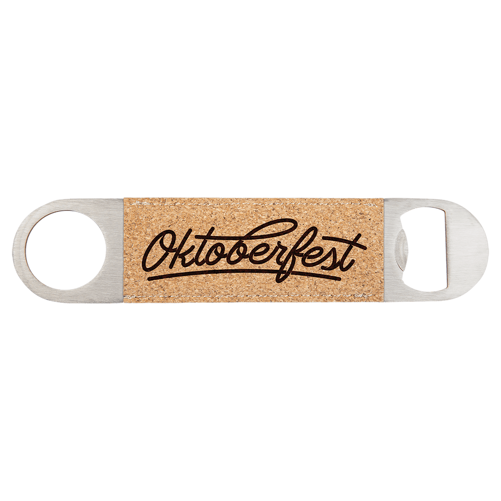 Cork 1 1/2" x 7" Laserable Leatherette Bottle Opener
