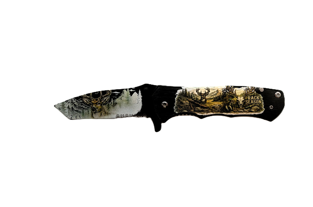 Rack Season. Whitetail Buck UV Printed Pocket Knife, Spring-Assisted Multi-Tool Knife, Deer Hunter Gift, C3DLW Field & Timber Collection™