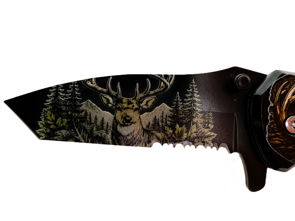 Whiskey & Whitetails. Buck UV Printed Pocket Knife, Spring-Assisted Multi-Tool Knife, Hunter Gift, C3DLW Field & Timber Collection™