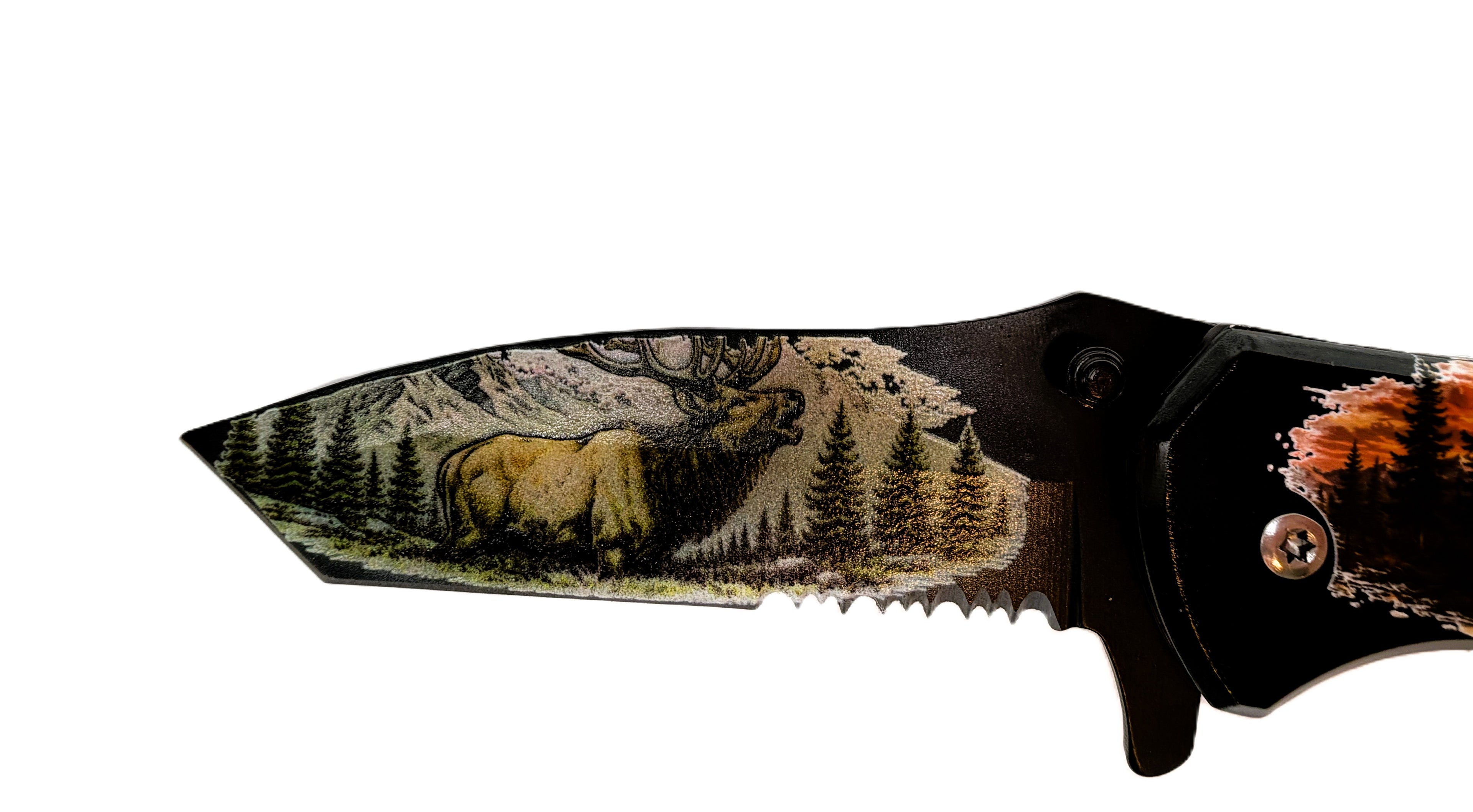 Chase the Bugle. Bull Elk UV Printed Pocket Knife, Spring-Assisted Multi-Tool Knife, Elk Hunter Gift, C3DLW Field & Timber Collection™