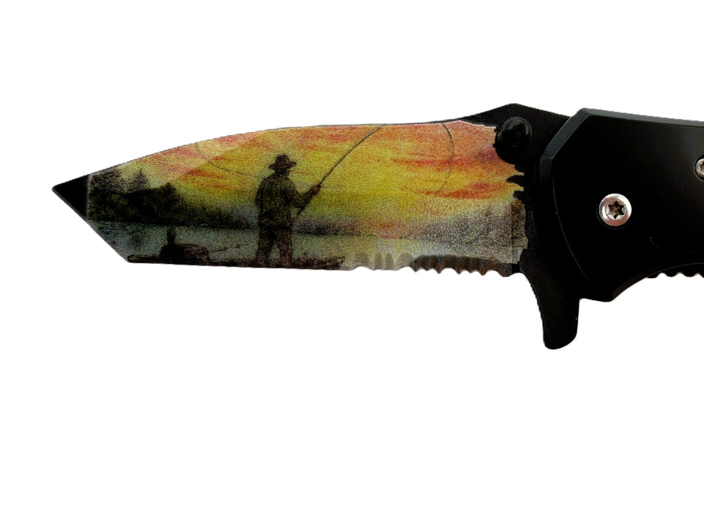 Sunset. Cast. Repeat. Fishing UV Printed Pocket Knife, Spring-Assisted Multi-Tool Knife, Fisherman Gift, C3DLW Field & Timber Collection™