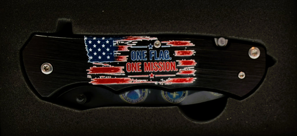 One Flag. One Mission. All Six Armed Forces Branches UV Printed Pocket Knife, Spring-Assisted Multi-Tool Knife, Veteran & Military Gift, C3DLW American Legacy Series™