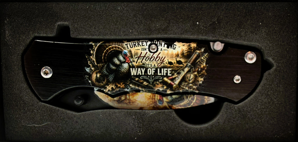Turkey Hunting Isn't a Hobby, It's a Way of Life. Wild Turkey UV Printed Pocket Knife, Spring-Assisted Multi-Tool Knife, Turkey Hunter Gift, C3DLW Field & Timber Collection™