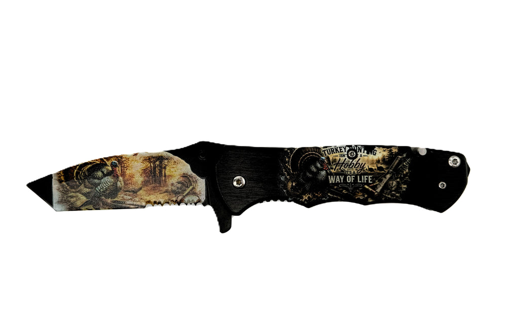 Turkey Hunting Isn't a Hobby, It's a Way of Life. Wild Turkey UV Printed Pocket Knife, Spring-Assisted Multi-Tool Knife, Turkey Hunter Gift, C3DLW Field & Timber Collection™