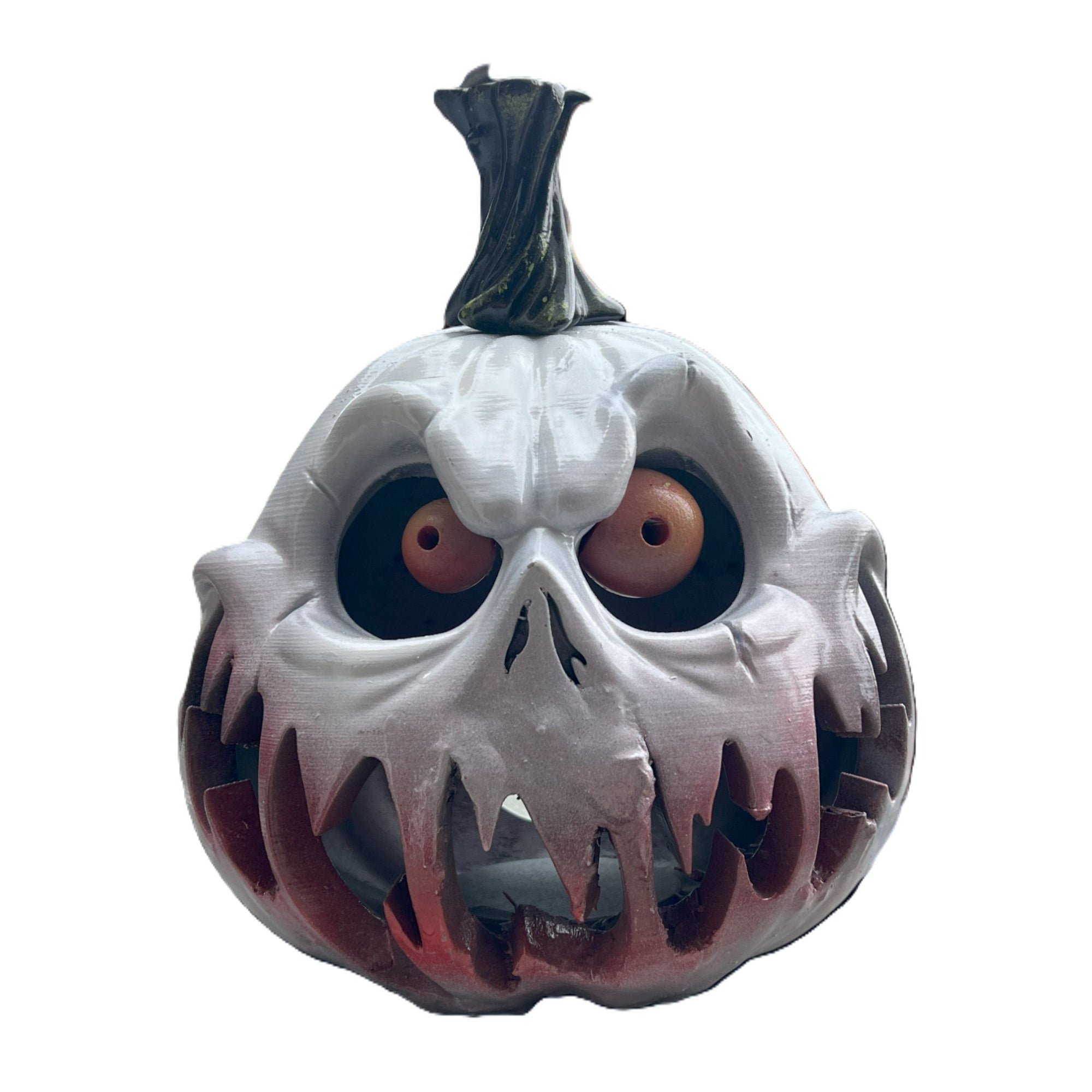 3D Printed Skeleton Pumpkin Decoration – White & Orange