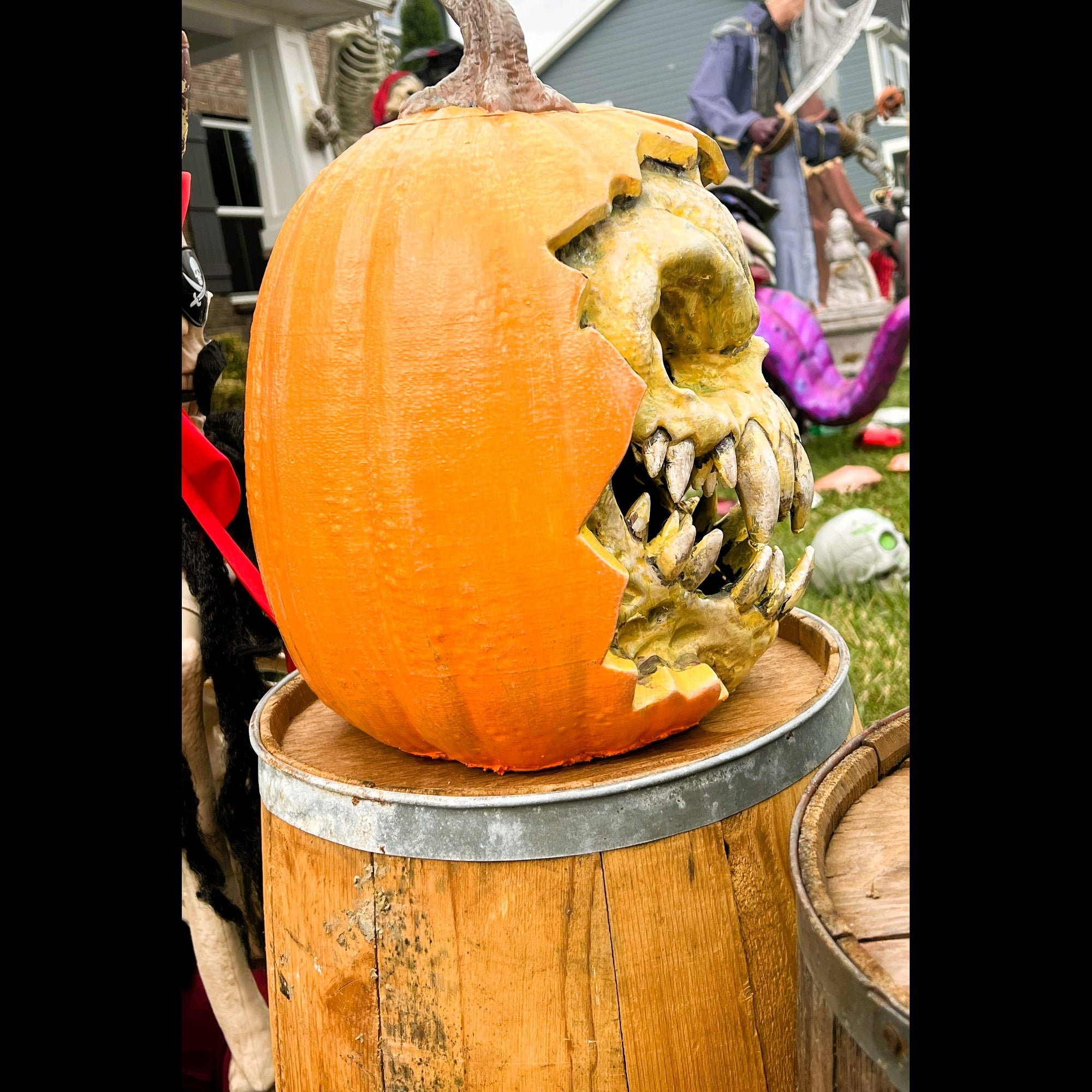 3D Printed Scary Flesh Face Halloween Pumpkin Decoration