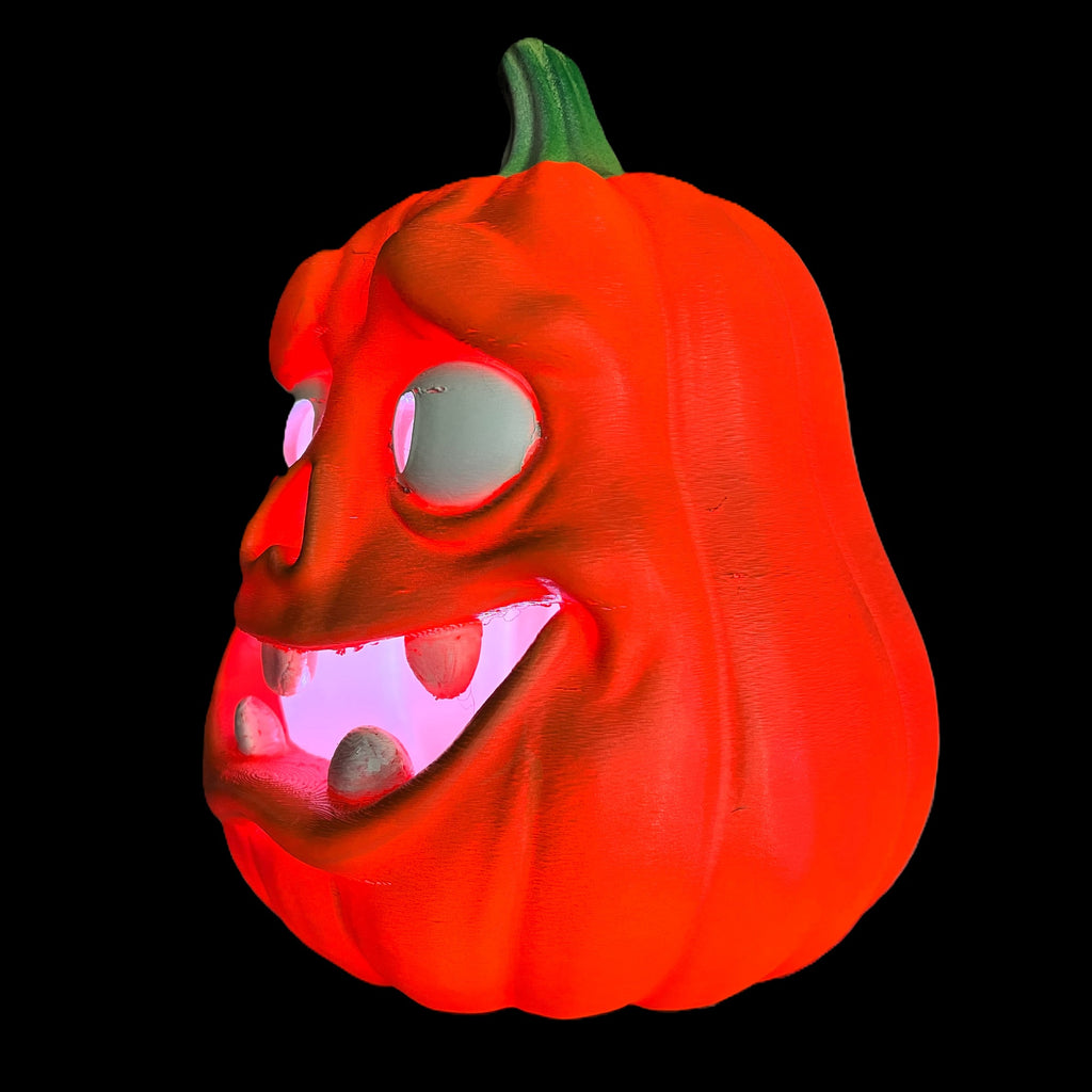 LED Halloween Pumpkin Decoration, Multicolor Light, Brown PLA Plastic