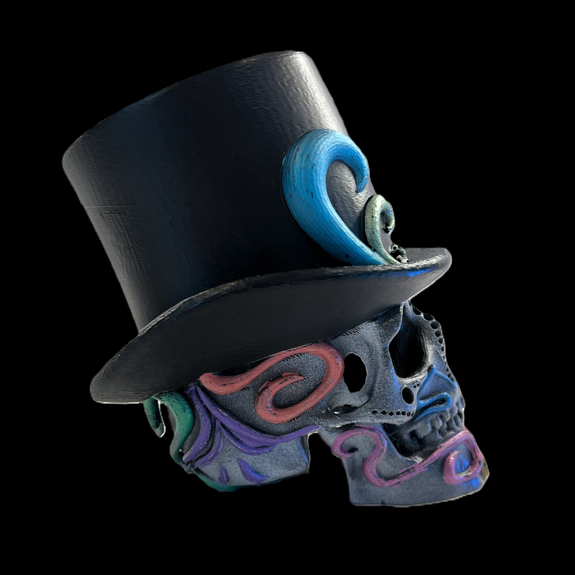 LED Skull Halloween Decoration, Black with Top Hat