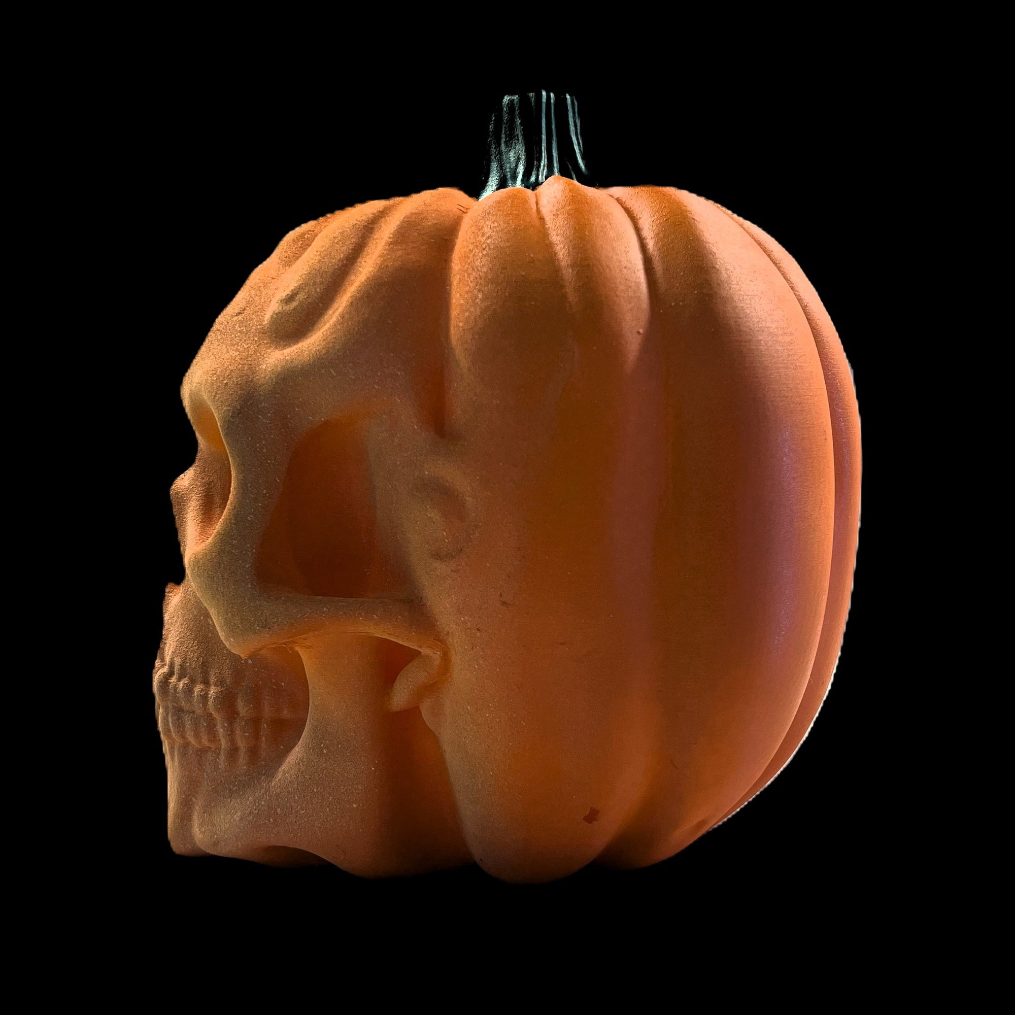 Skull Pumpkin Hybrid LED Halloween Decoration, Orange with Glowing Eyes