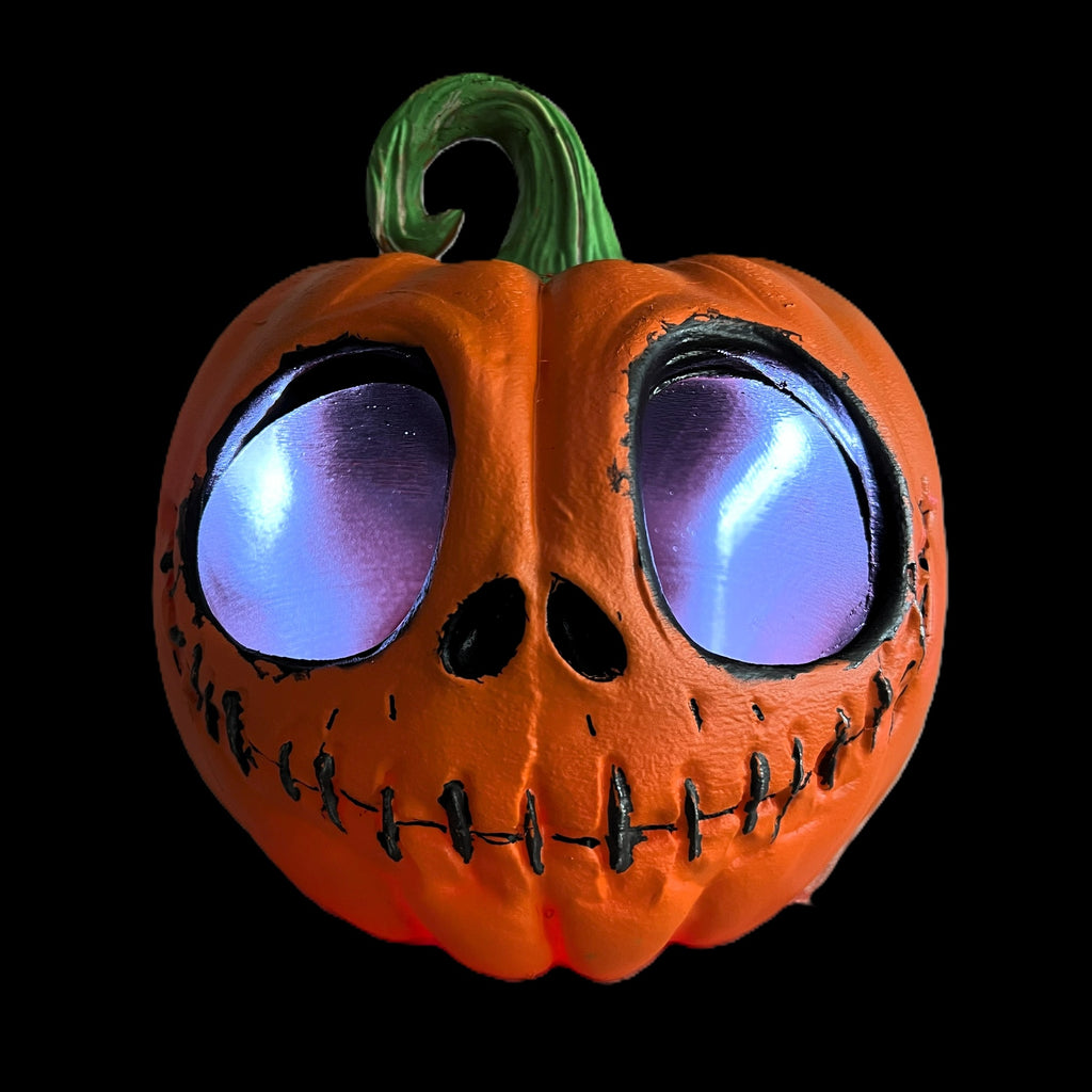 Halloween LED Pumpkin Decoration, Orange Spooky Big-Eyed Design, Stitch Mouth