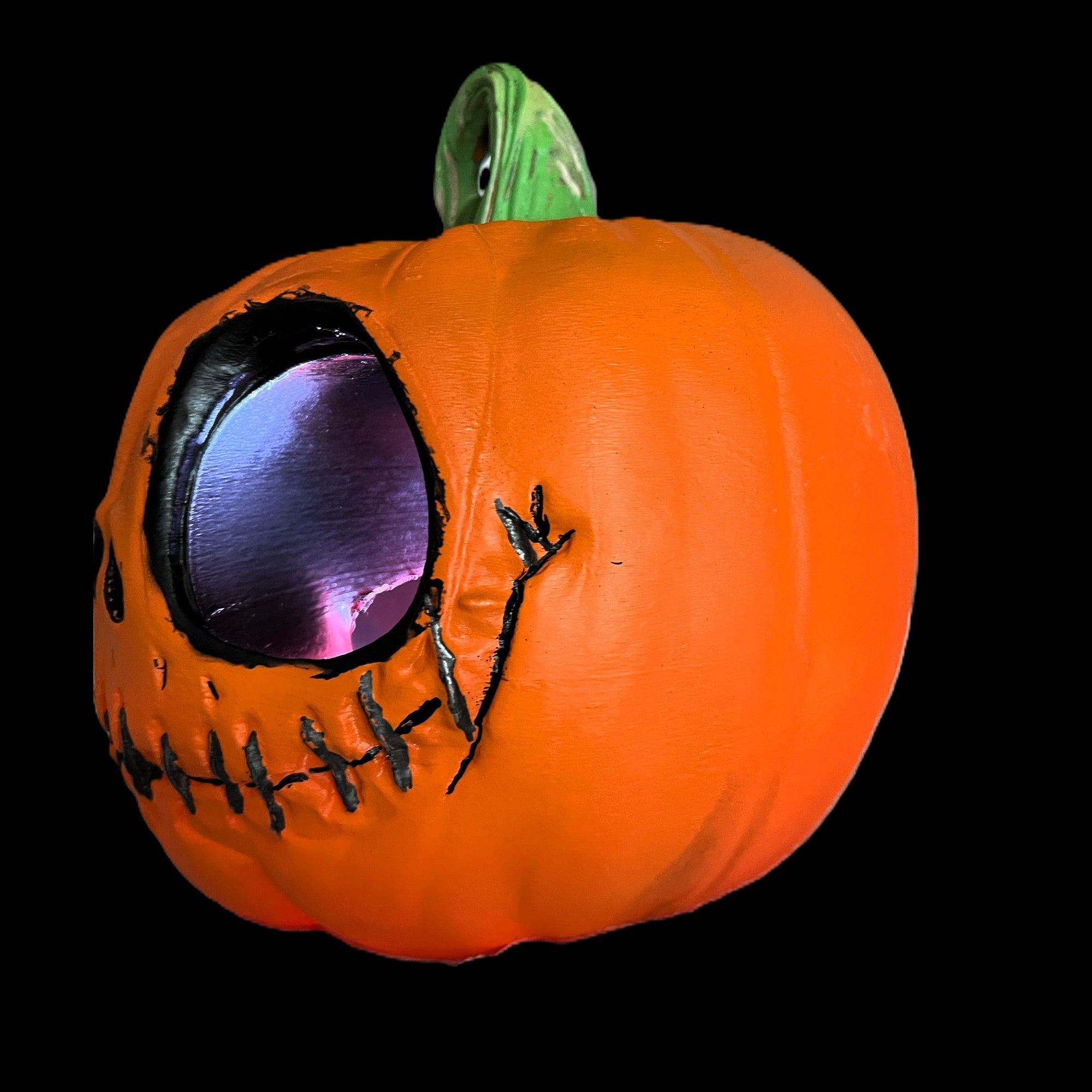 Halloween LED Pumpkin Decoration, Orange Spooky Big-Eyed Design, Stitch Mouth