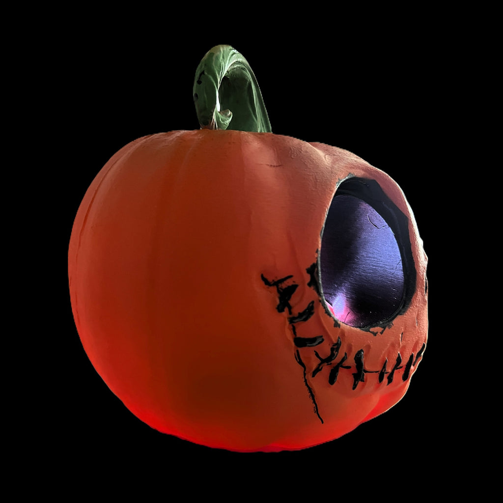 Halloween LED Pumpkin Decoration, Orange Spooky Big-Eyed Design, Stitch Mouth