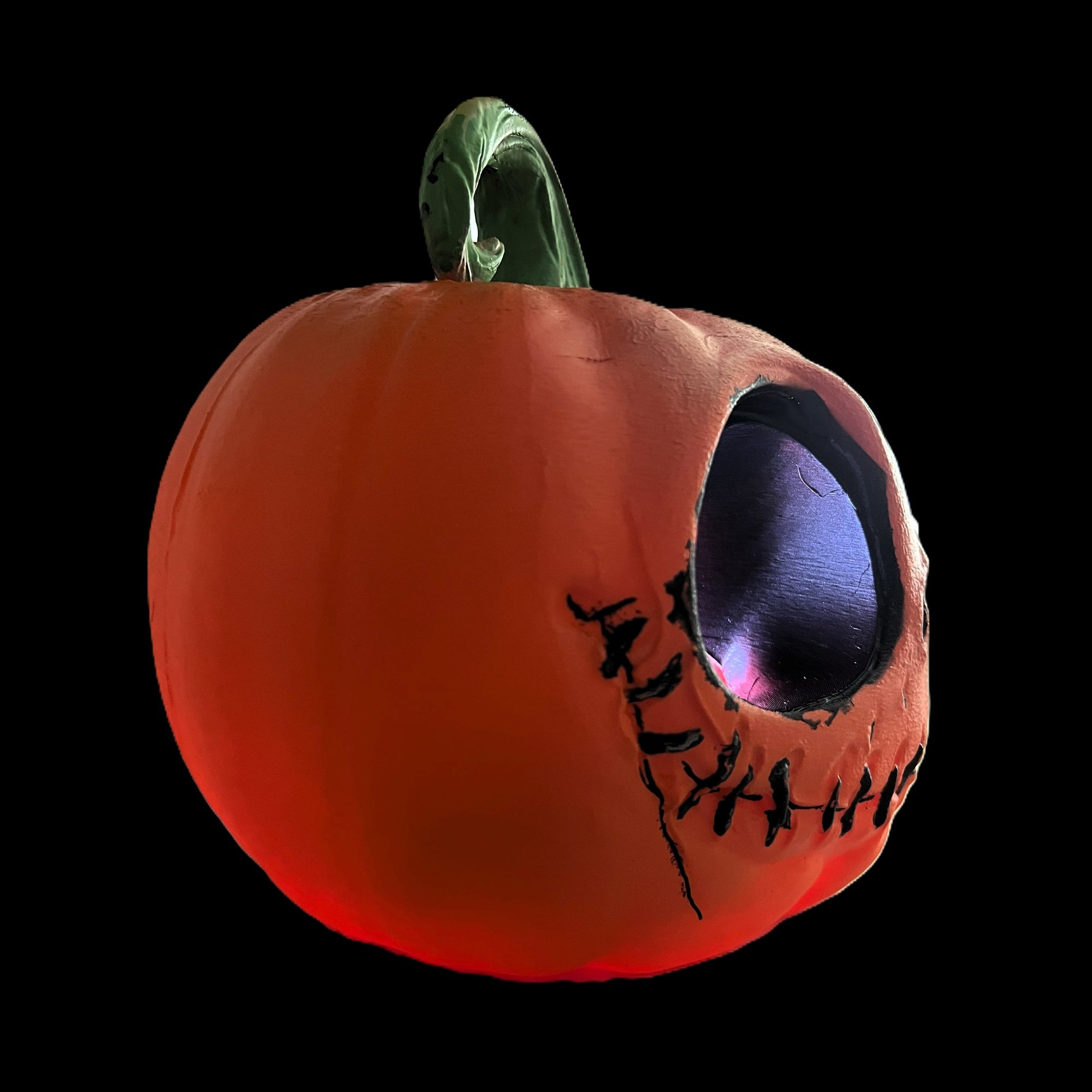 Halloween LED Pumpkin Decoration, Orange Spooky Big-Eyed Design, Stitch Mouth