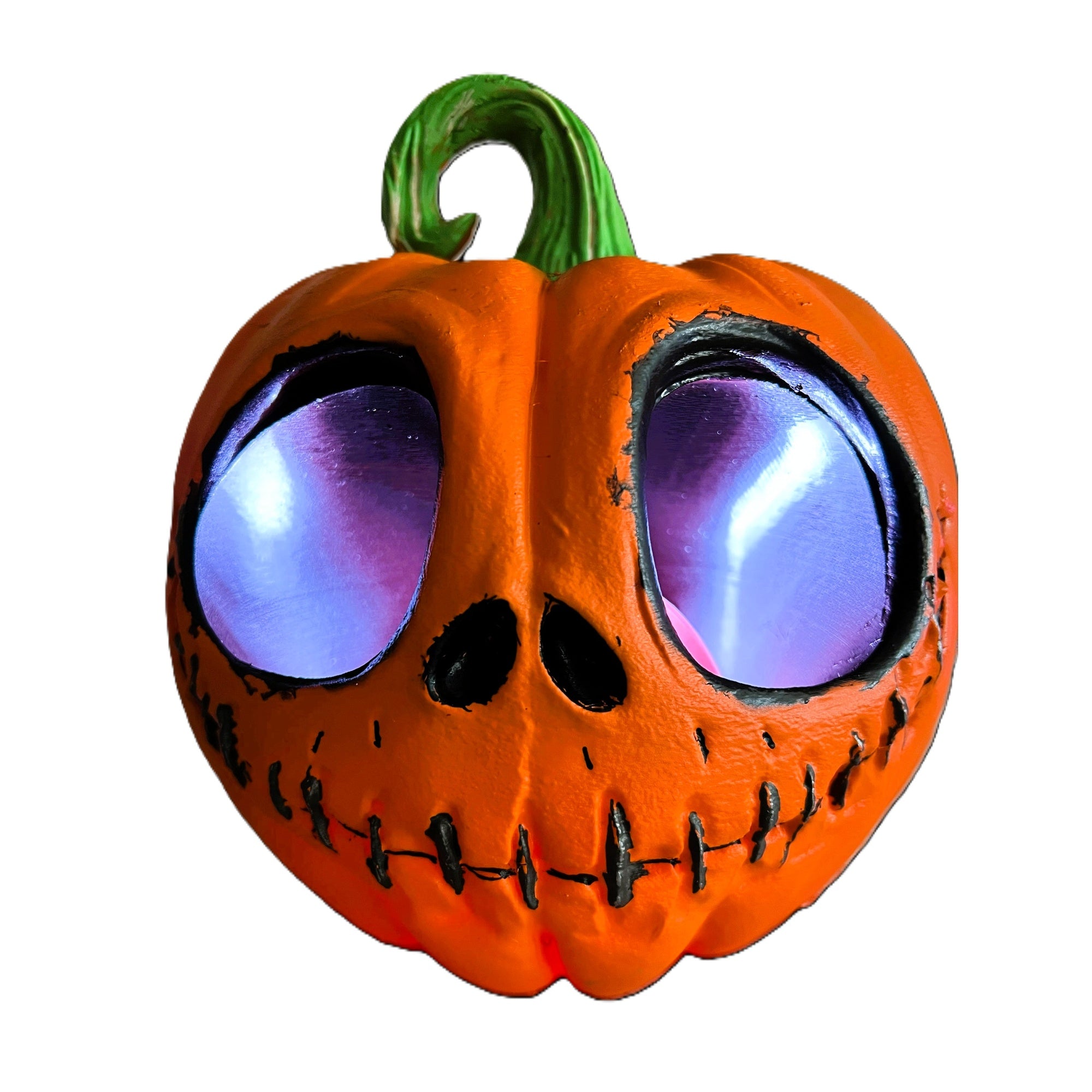 Halloween LED Pumpkin Decoration, Orange Spooky Big-Eyed Design, Stitch Mouth