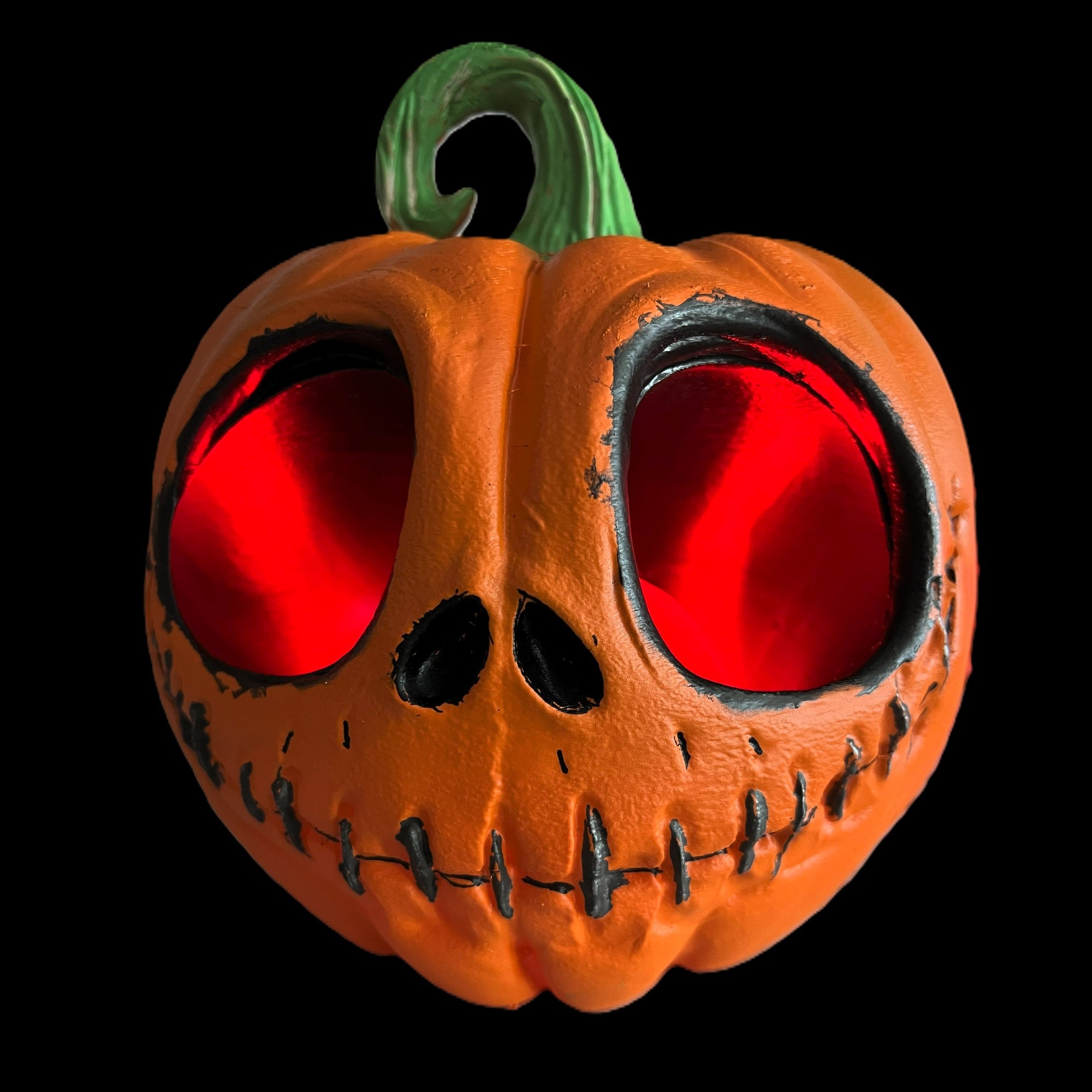 Halloween LED Pumpkin Decoration, Orange Spooky Big-Eyed Design, Stitch Mouth