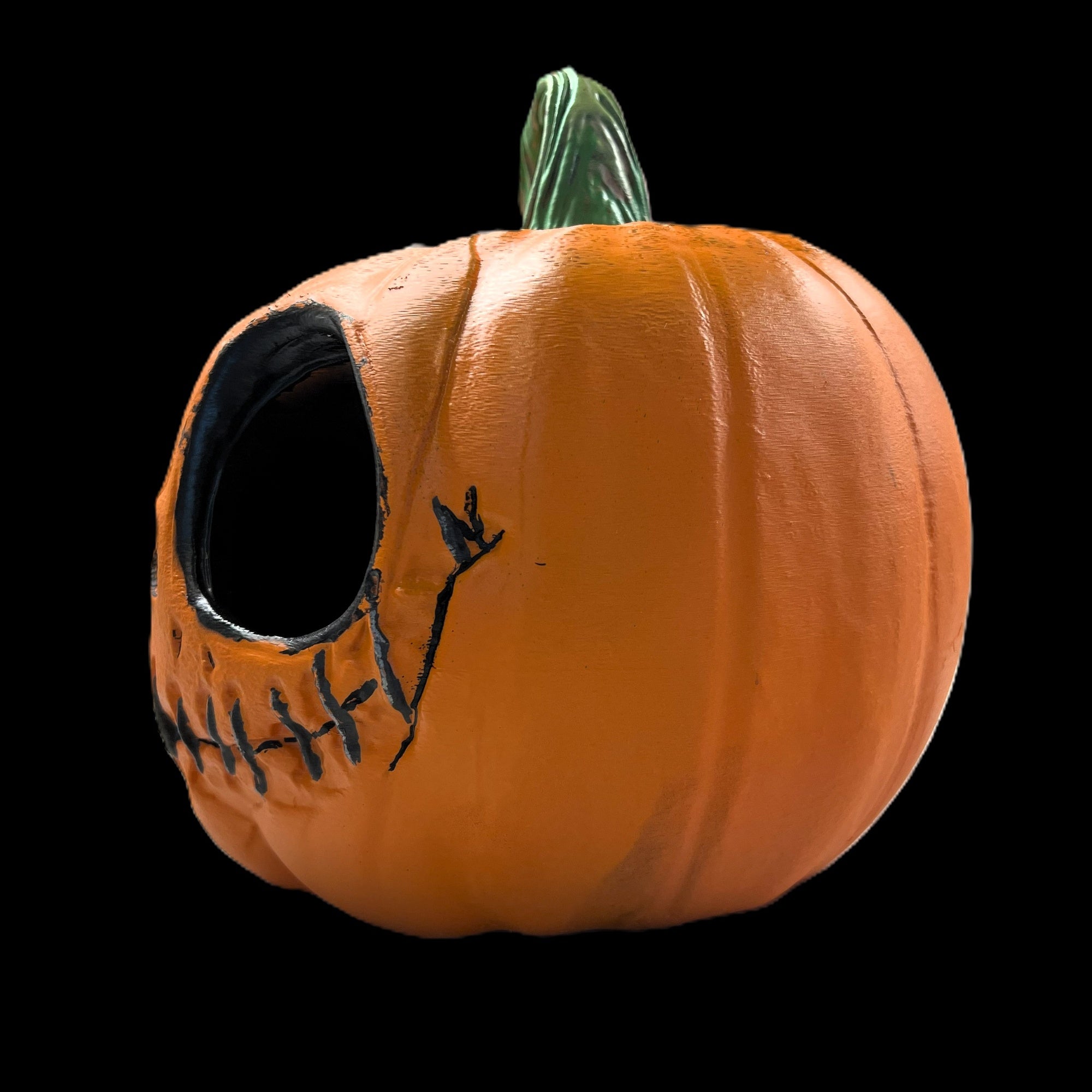 Halloween LED Pumpkin Decoration, Orange Spooky Big-Eyed Design, Stitch Mouth
