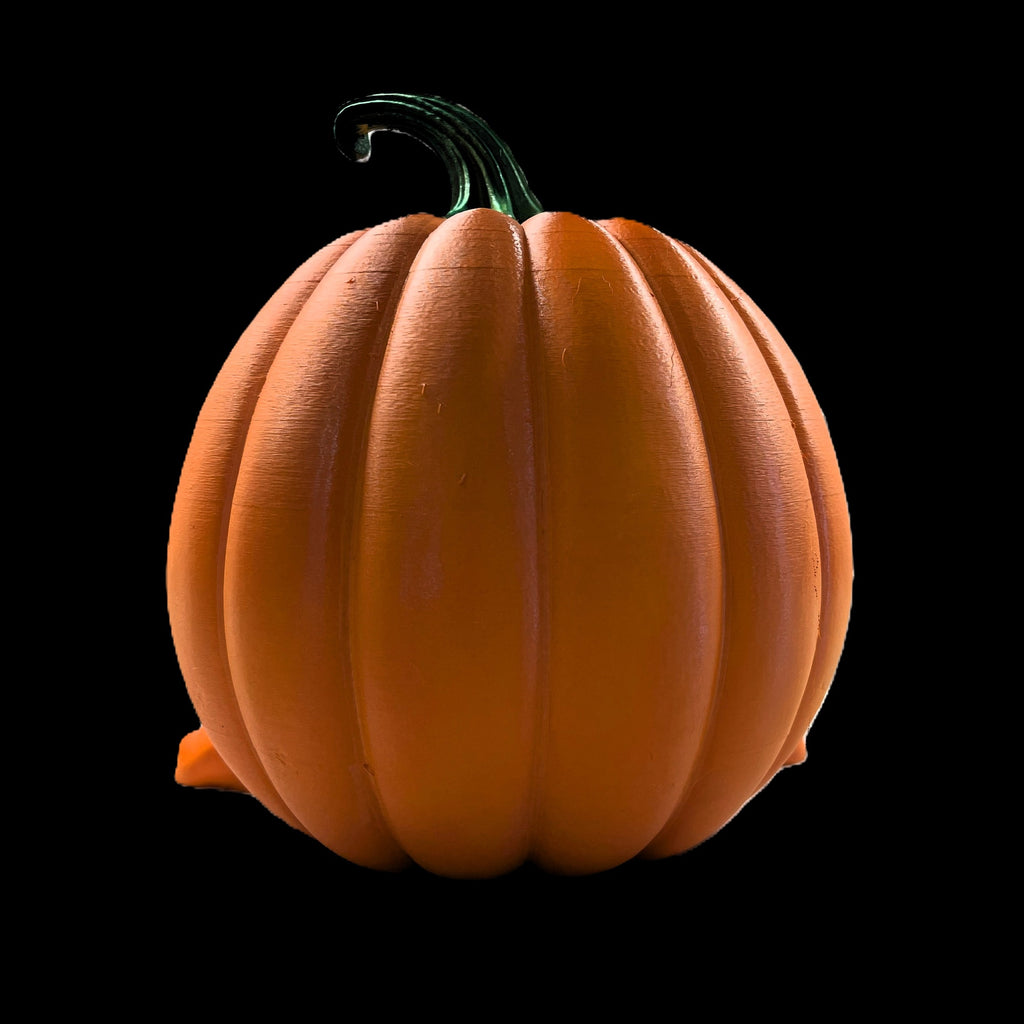 Monster Grin Halloween Pumpkin Decoration, Orange with Green Stem, 10x9 Inches