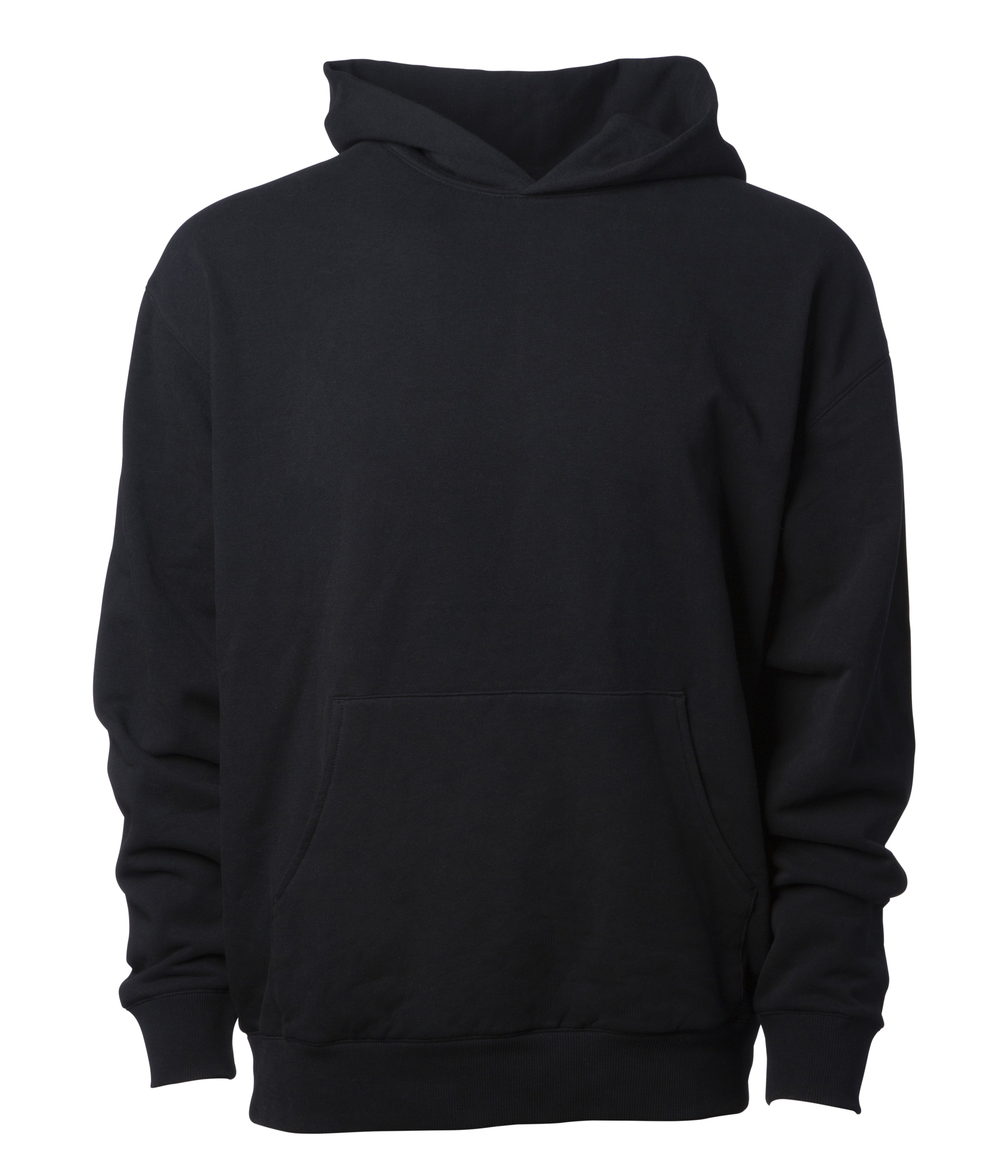 Independent Trading Co INDLUXHOOD LUX heavyweight modal hoodie black blank on white background
