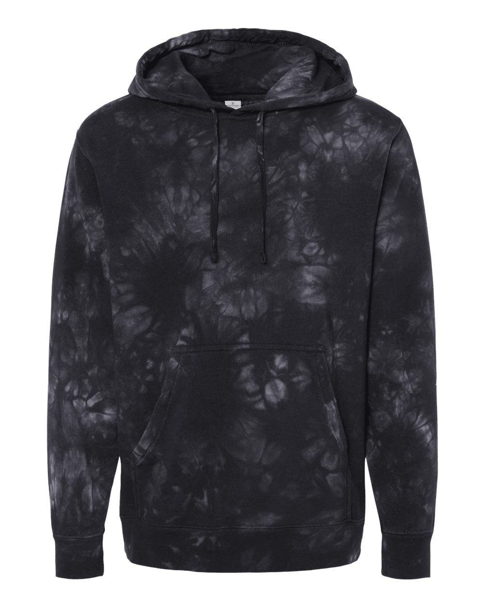 Independent Trading Co PRM4500TD tie dye black pullover hoodie blank on white background