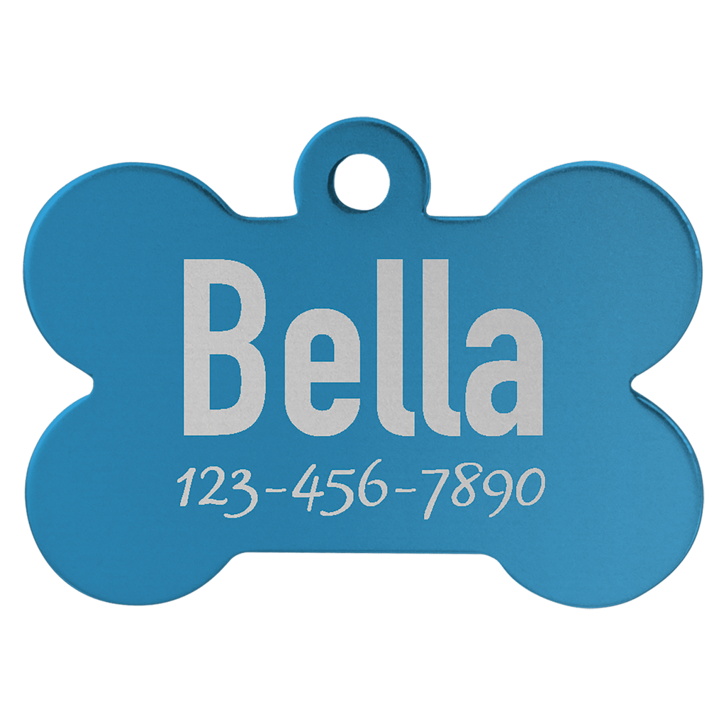 Blue 1 1/4" x 3/4" Laserable Anodized Aluminum Bone Pet Tag