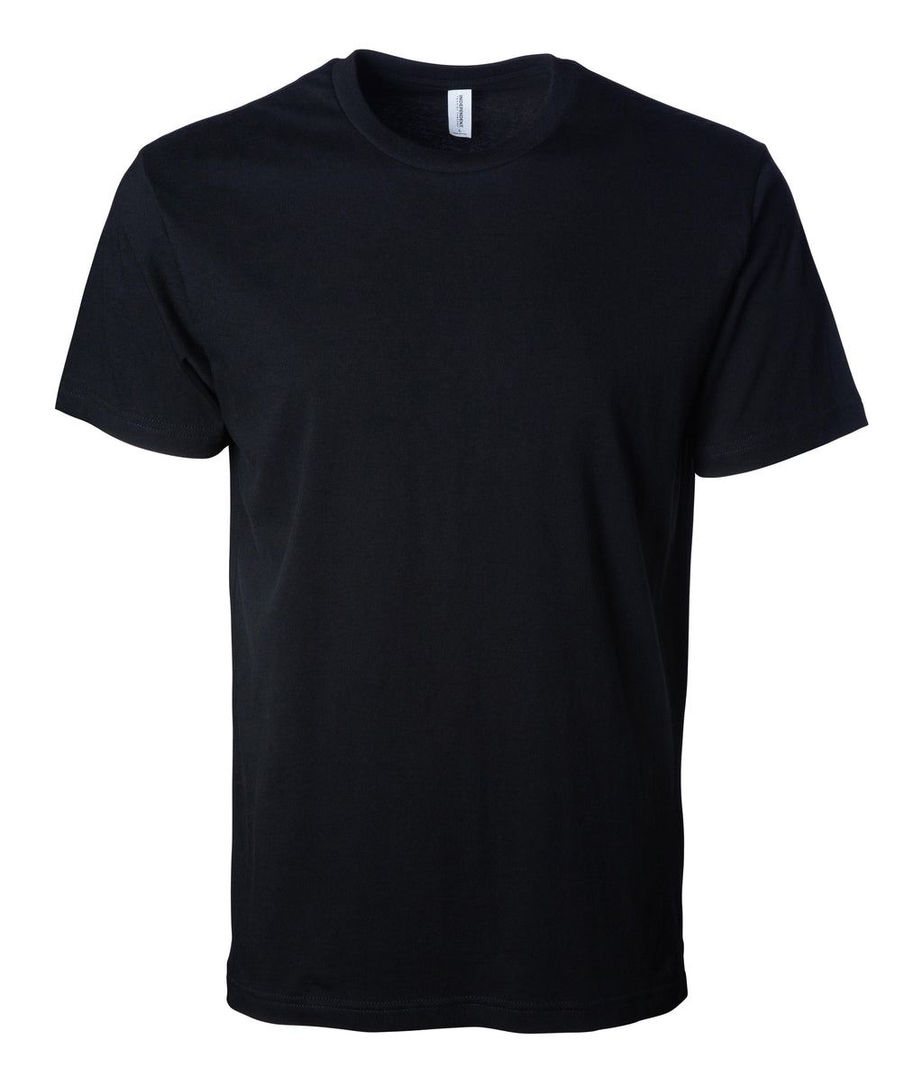 Independent Trading Co PRM180PT black premium short sleeve t-shirt blank on white background
