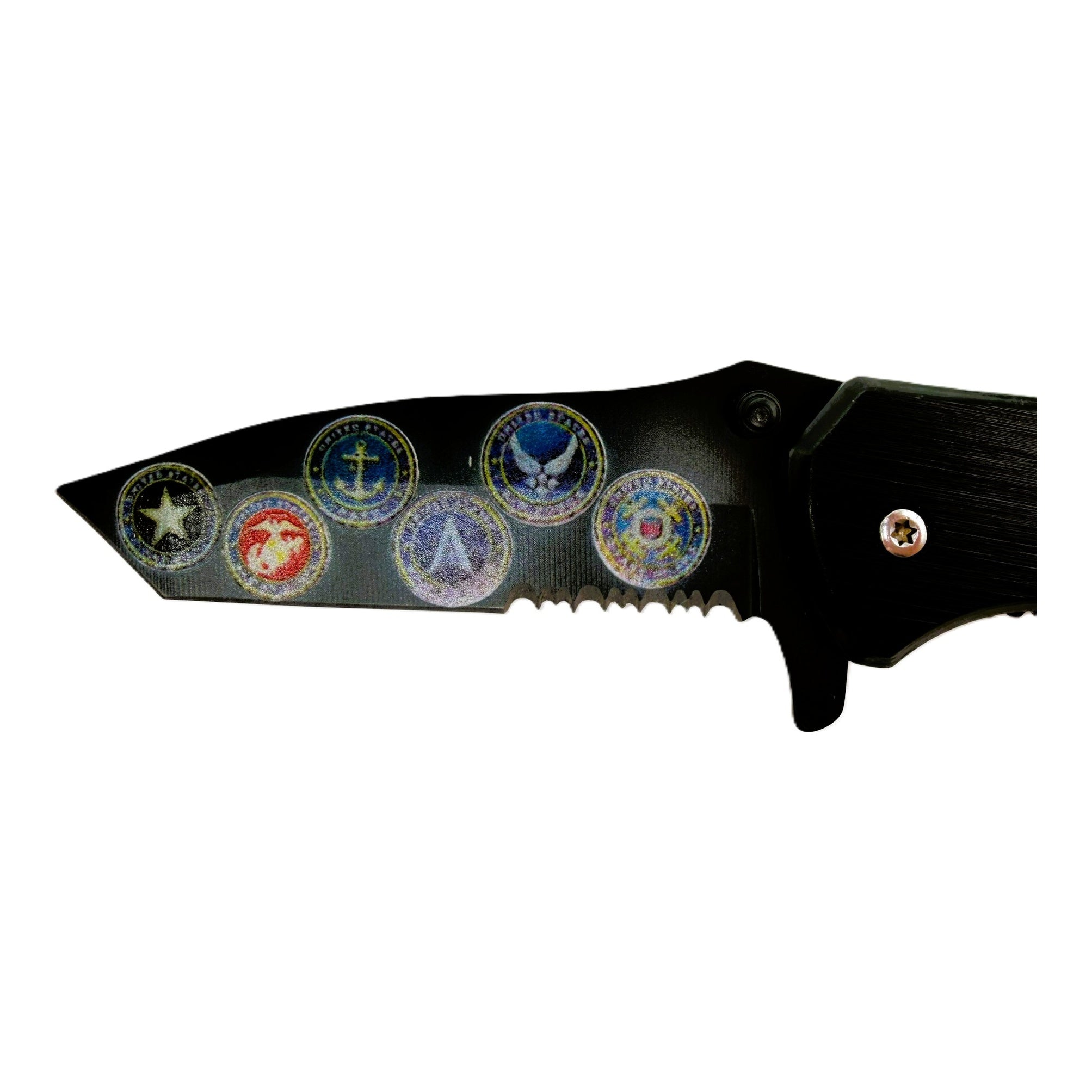 One Flag. One Mission. All Six Armed Forces Branches UV Printed Pocket Knife, Spring-Assisted Multi-Tool Knife, Veteran & Military Gift, C3DLW American Legacy Series™