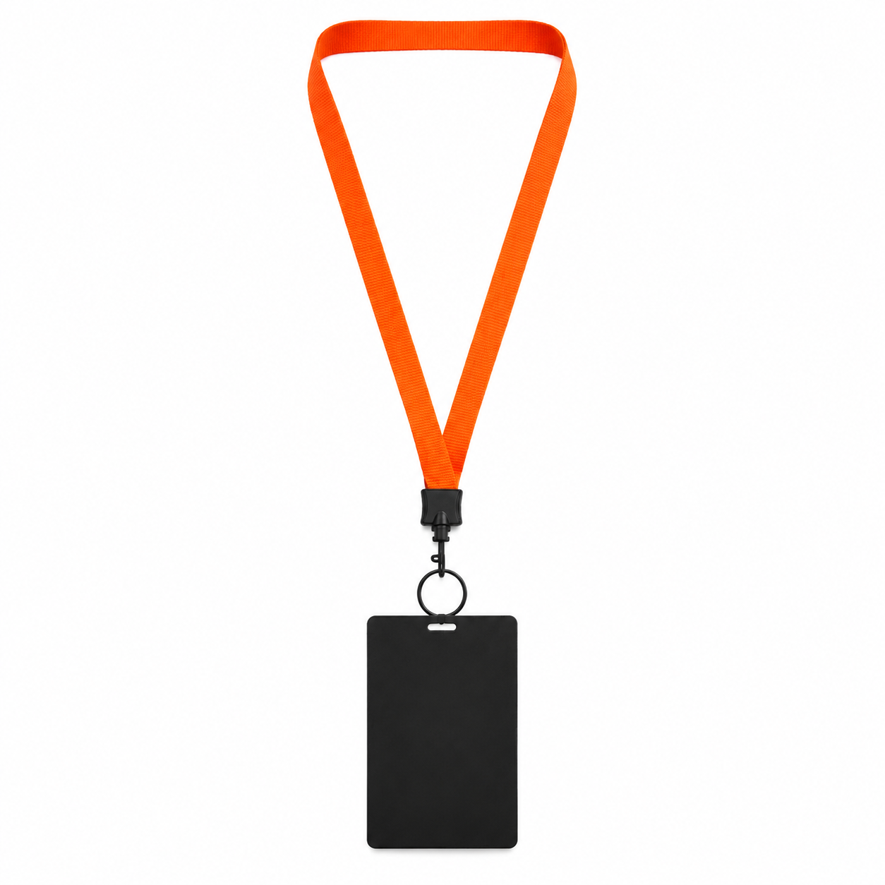Blank customizable badge holder with orange lanyard