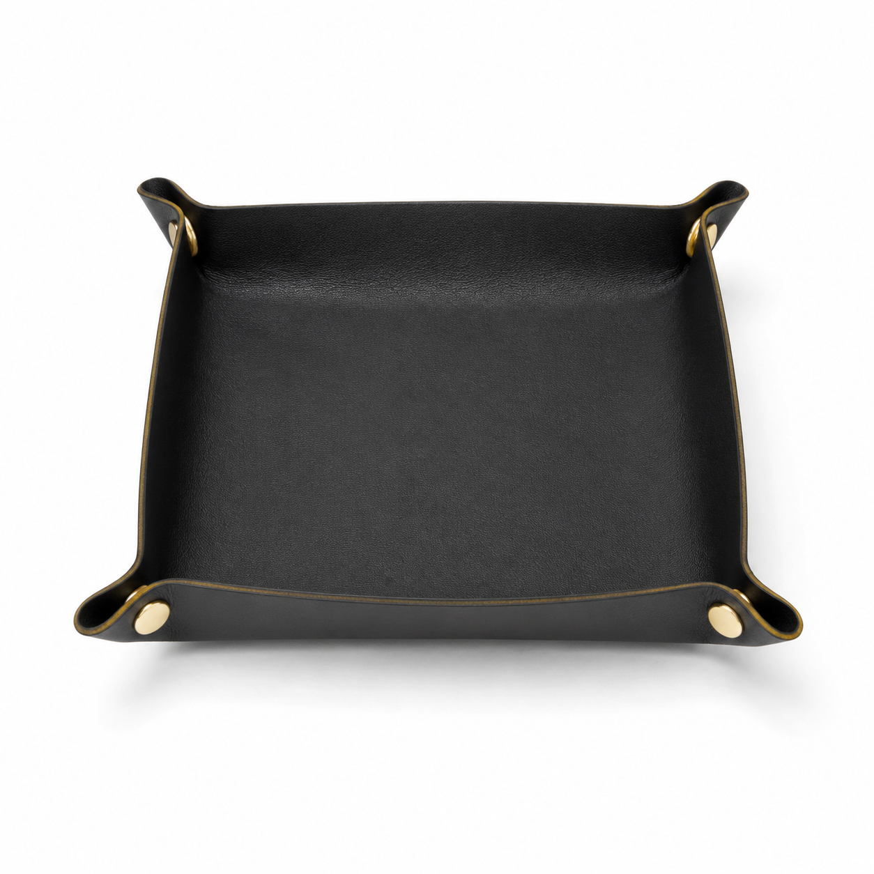Blank 9 x 9 black and gold leatherette snap-up tray