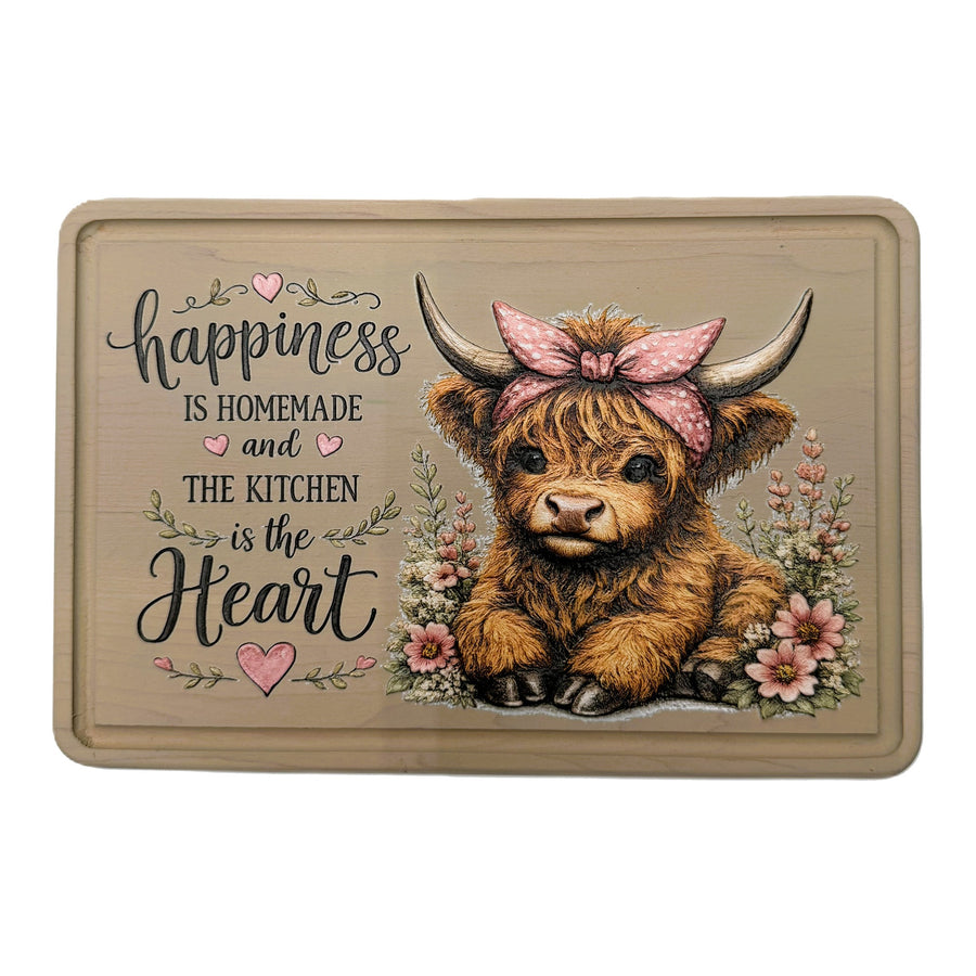 Highland Cow Happiness is Homemade decorative farmhouse kitchen board