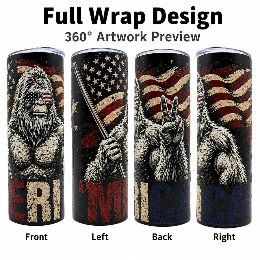 'Merica Bigfoot 20oz UV Printed Tumbler