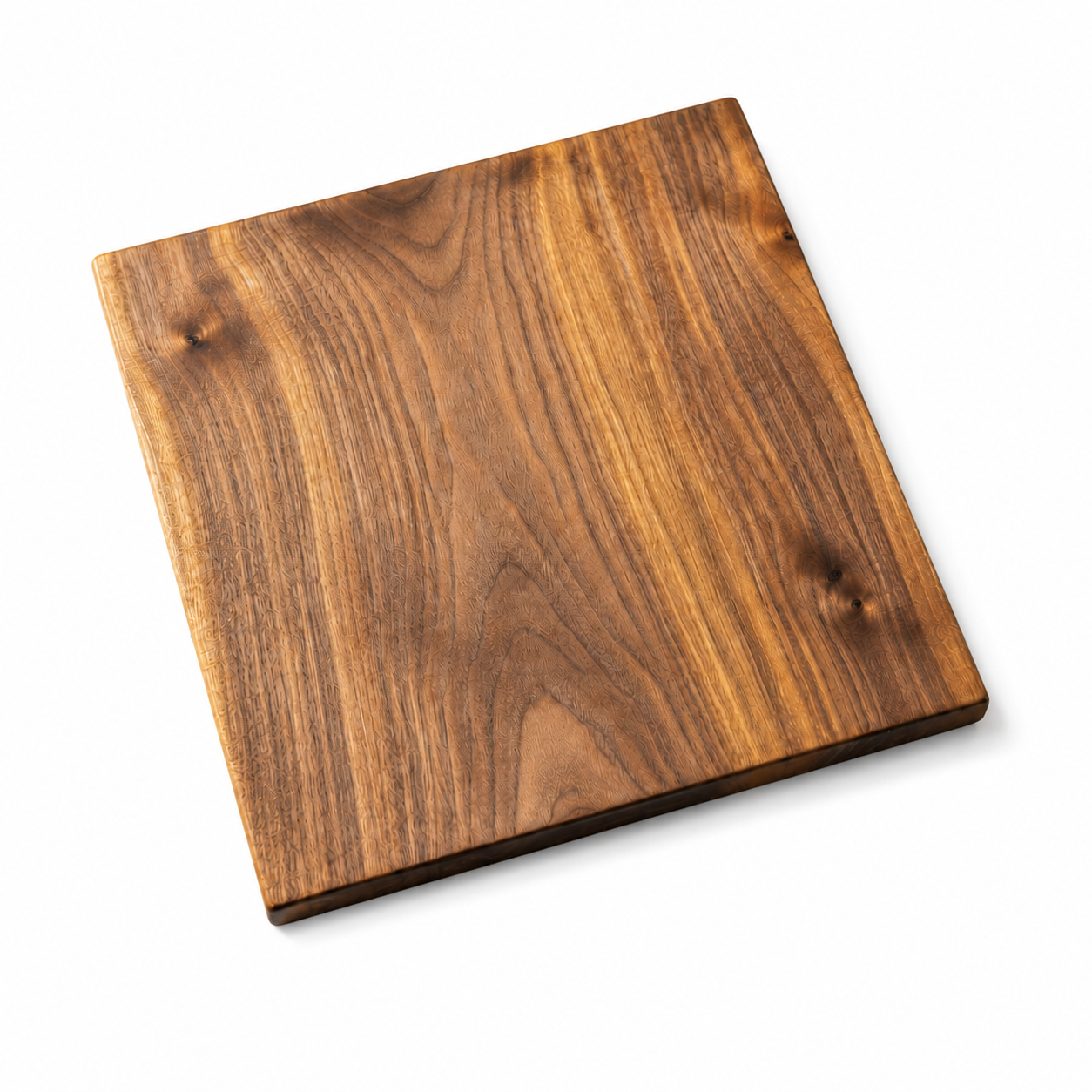 Blank square wood cutting board on white background