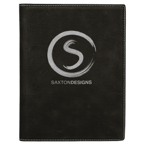 7" x 9" Black/Silver Laserable Leatherette Small Portfolio with Notepad